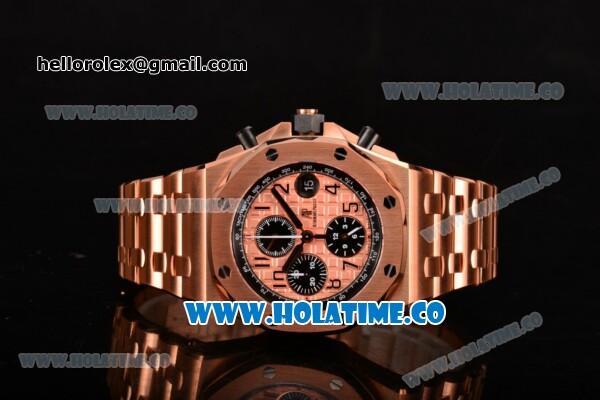 Audemars Piguet Royal Oak Offshore 2014 New Chrono Swiss Valjoux 7750 Automatic Full Rose Gold with Arabic Numeral Markers and Rose Gold Dial (J12) - Click Image to Close
